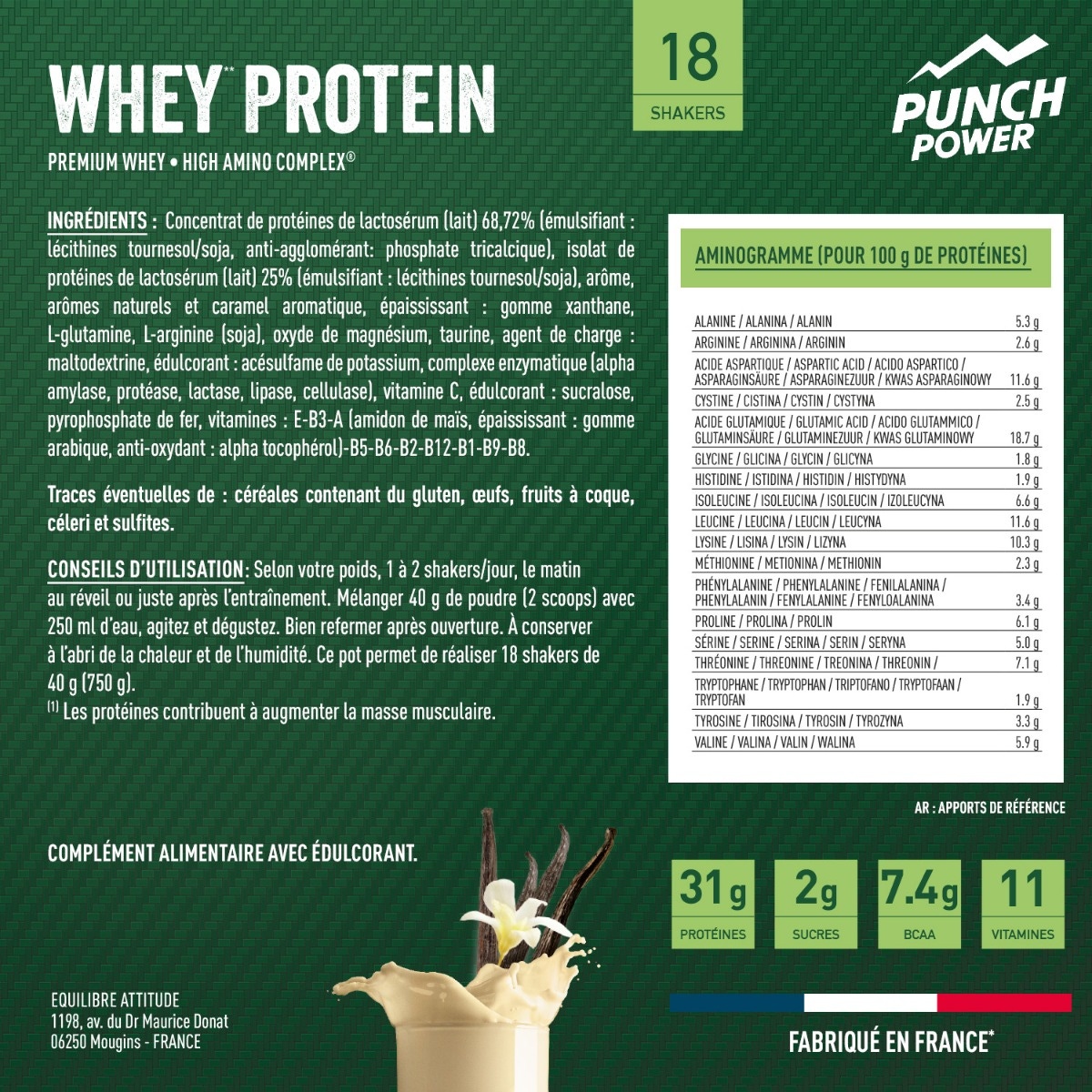 Whey vanille intense 750g
