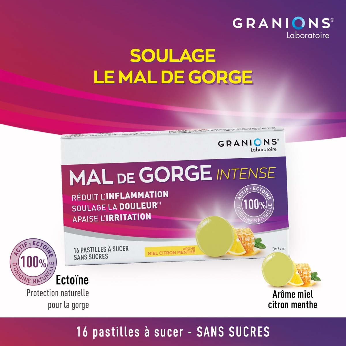 Pastille mal de gorge intense MIEL CITRON
