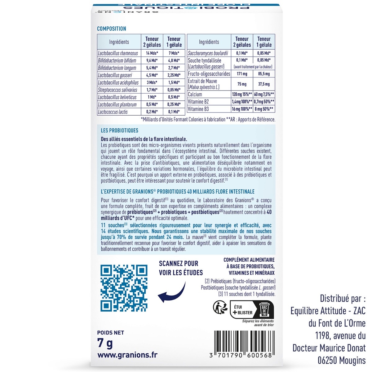 Granions - Probiotiques 40 milliards - Flore Intestinale 