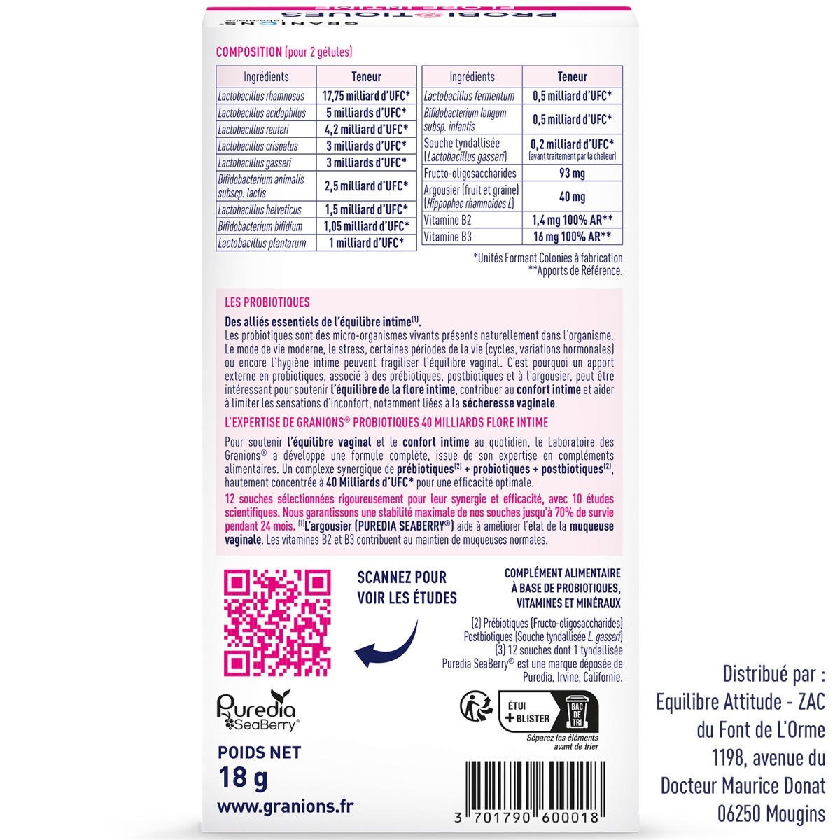 Granions - Probiotiques 40 milliards - Flore Intime 