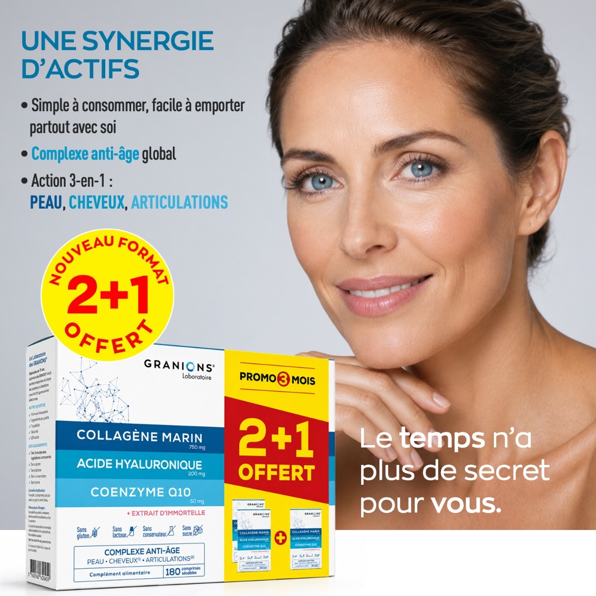 GRANIONS - Collagen, Hyaluronic Acid & Coenzyme Q10 Complex - 60 tablets