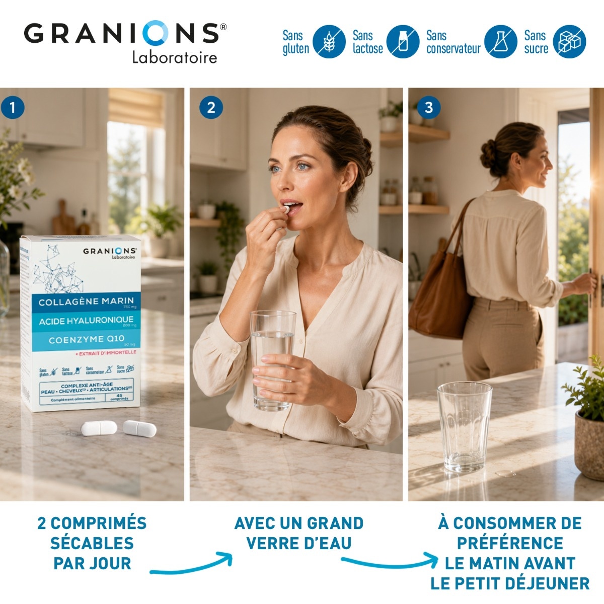GRANIONS - Collagen, Hyaluronic Acid & Coenzyme Q10 Complex - 60 tablets