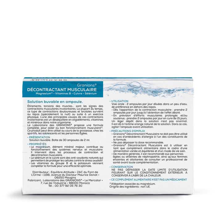 Granions décontractant musculaire comprimés ampoules