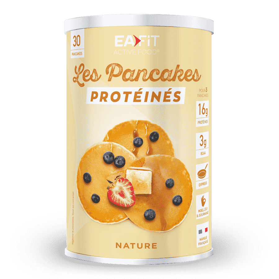 EAFIT Pancakes Protéinés - 400 g - 16 g de protéines pour 3 pancakes - 10 services de 3 pancakes - Idéal au petit déjeuner pour prendre du muscle ou maintenir sa ligne - face