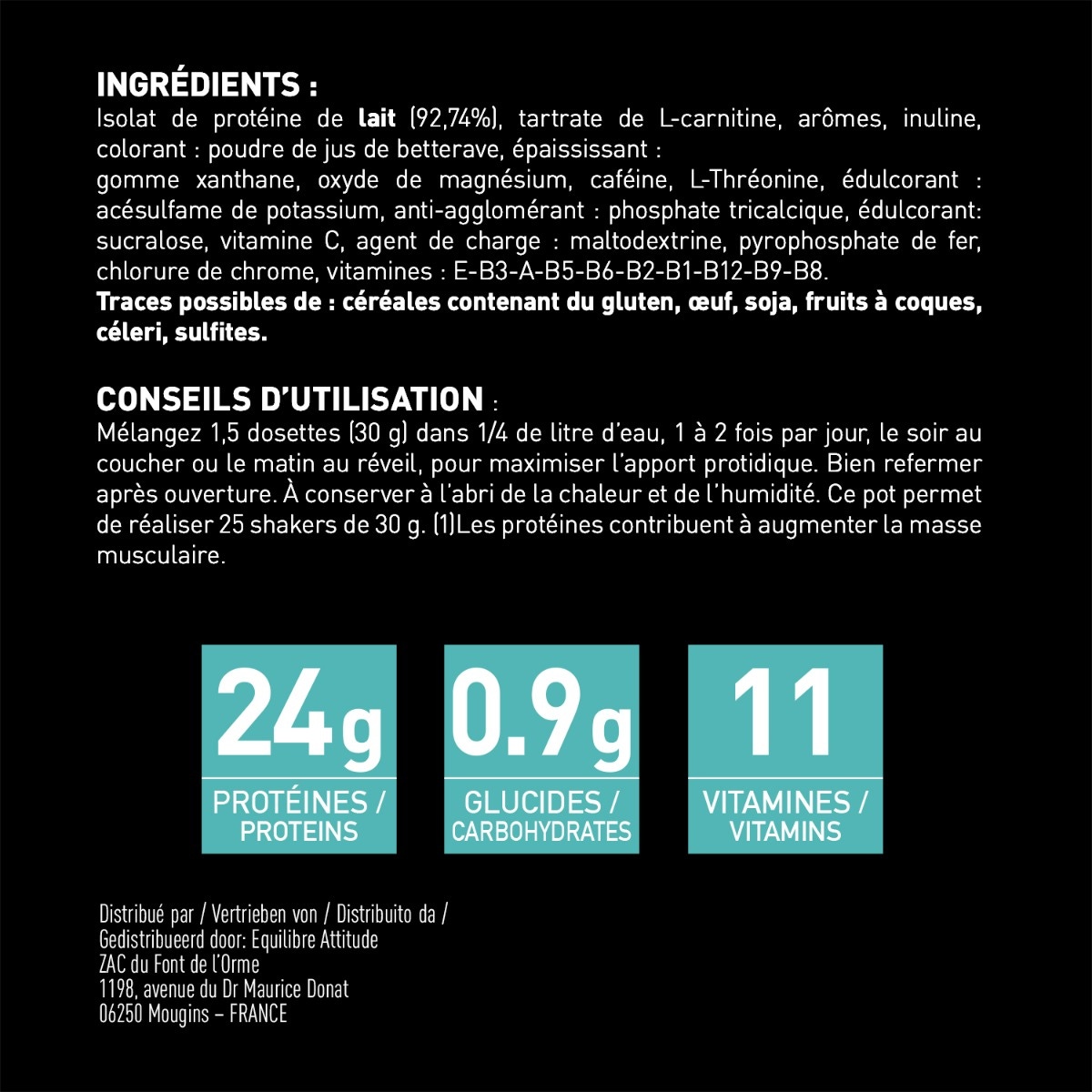 EA FIT - Isolate Casein ingrédients et conseils d'utilisation