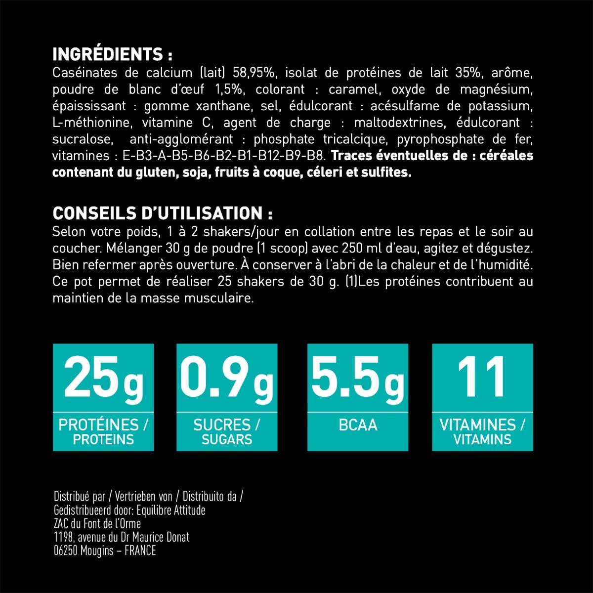 Milk&Egg - Protéines - Maintien musculaire - Ingrédients - Conseils d'utilisation -EAFIT
