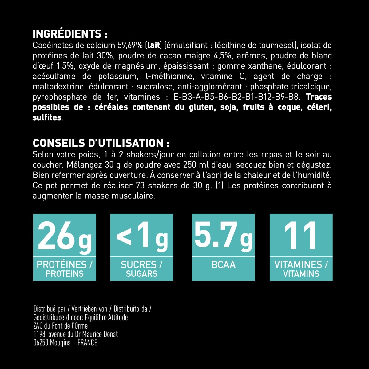 EA FIT - Milk and Egg - Ingrédients et conseils d'utilisation 
