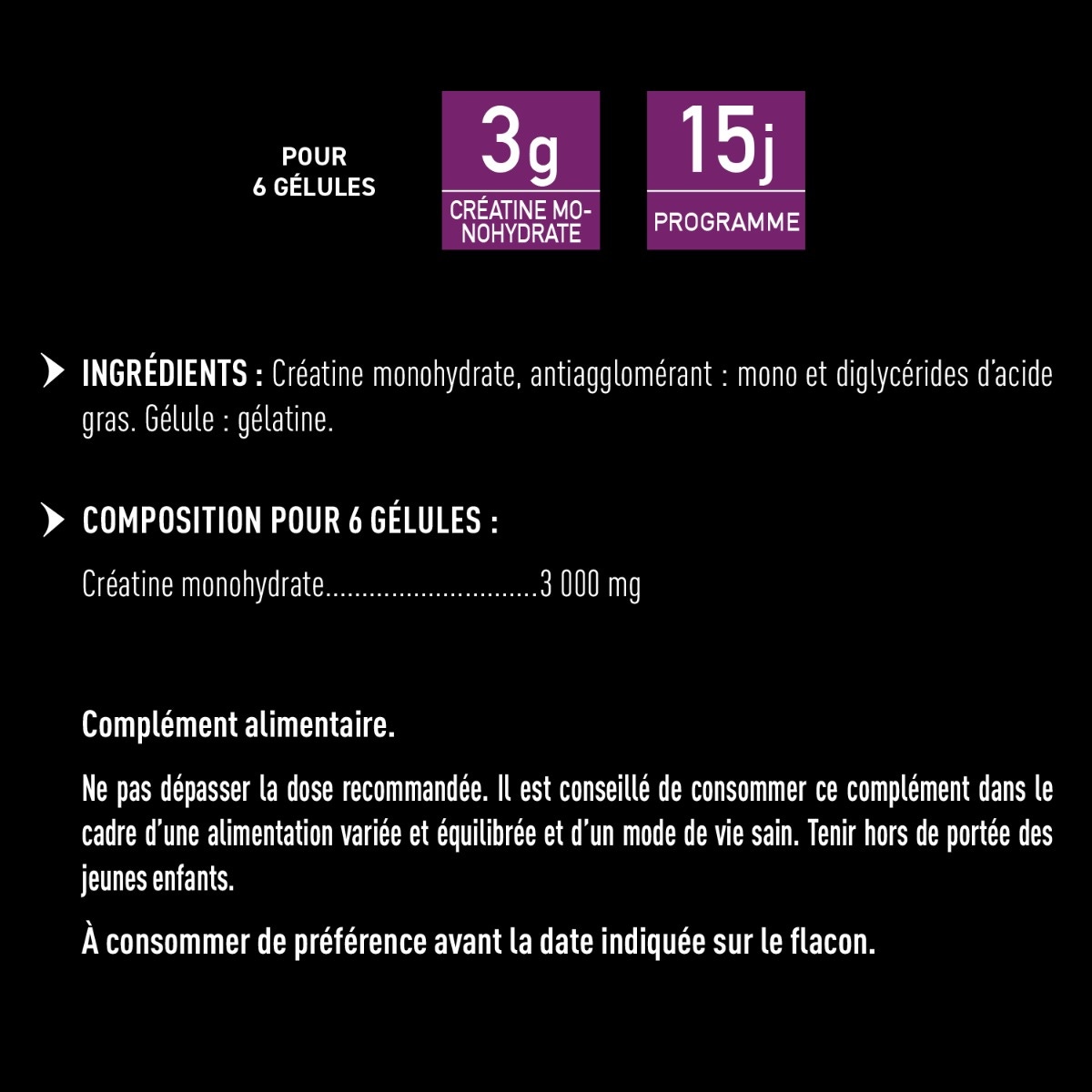 Composition Pure créatine - efforts intenses