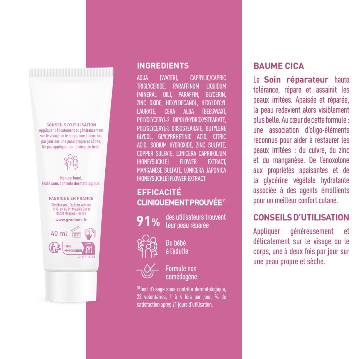 GRANIONS - baume cica ingrédients