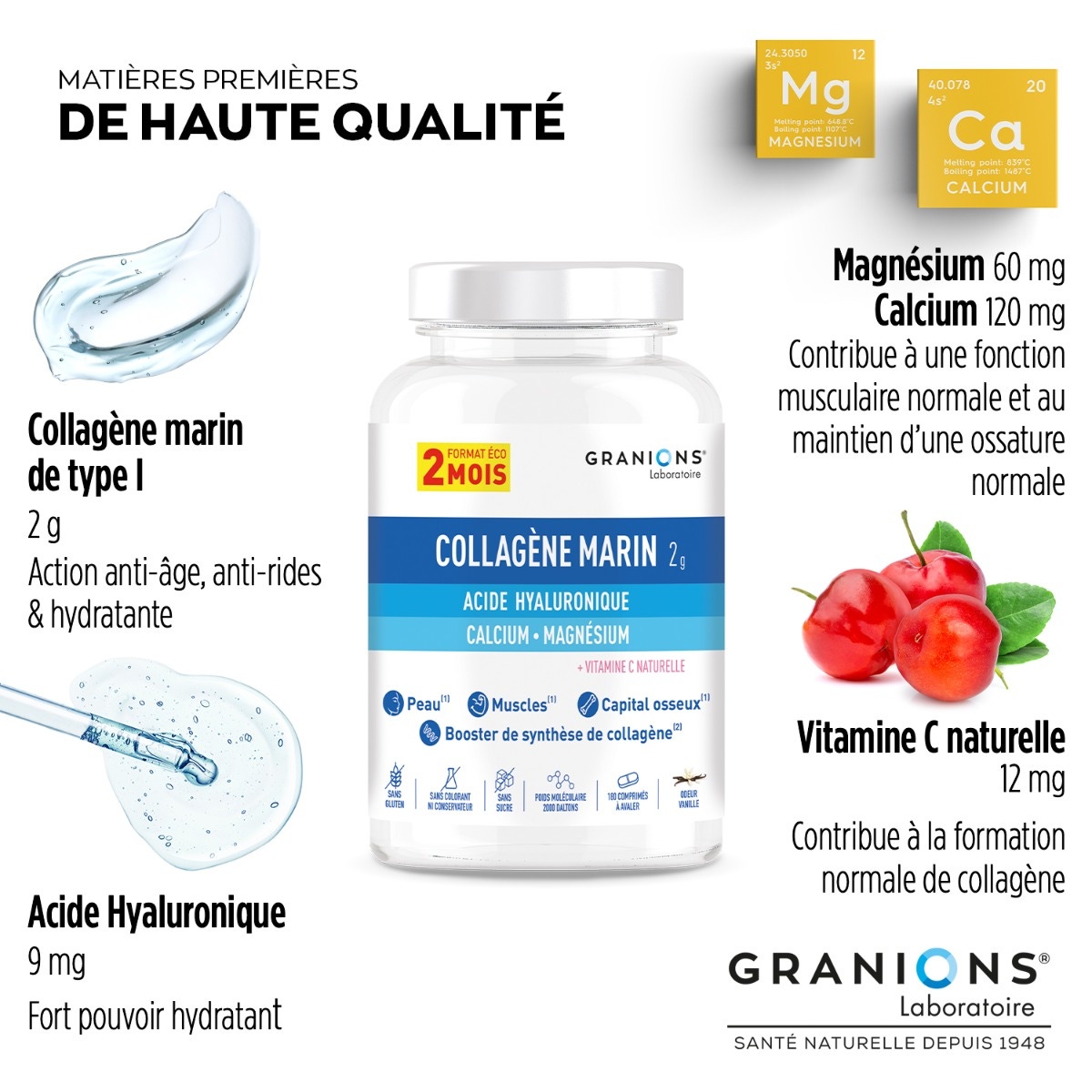 Granions Collagène Comprimés Vanille actifs