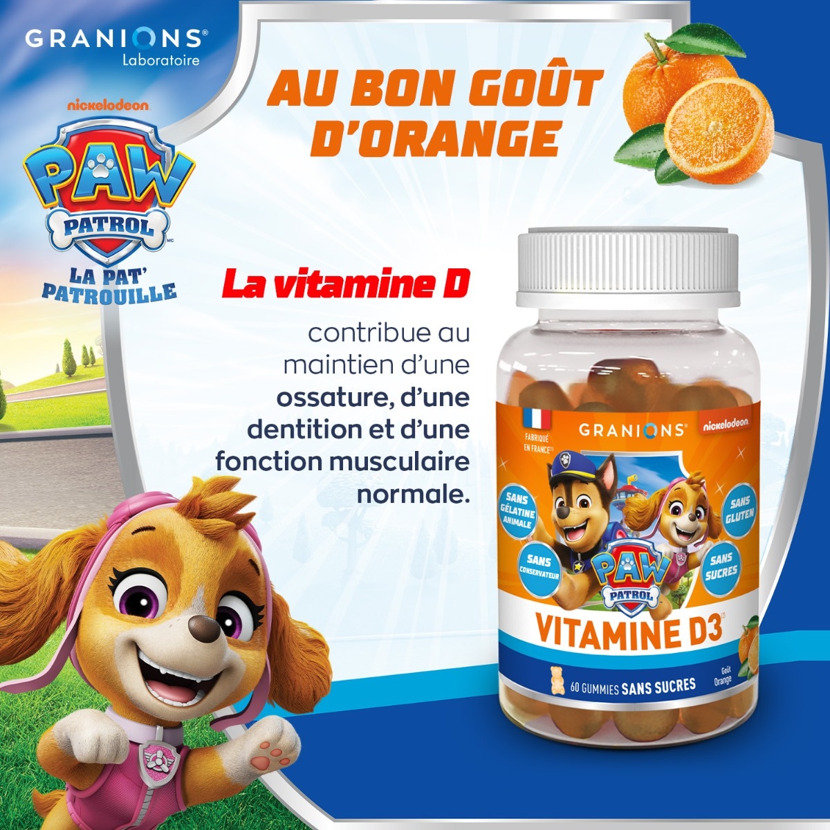 Pat Patrouille - Gummies Vitamine D3 - 60 Gummies - Orange