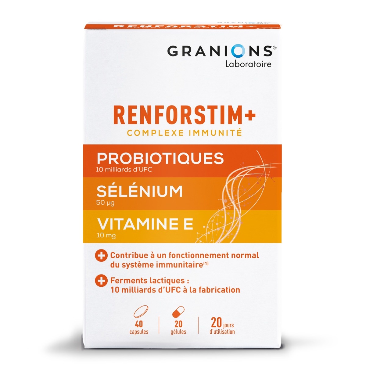 Granions Renforstim  - Immunité renforcée - Sélénium, Alkylglycérols, Vitamine E, Inuline