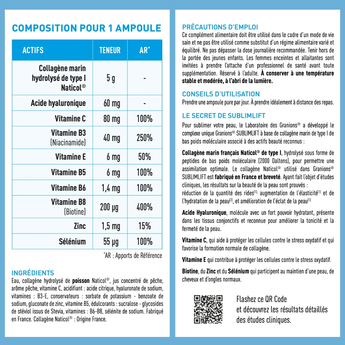 Collagène marin type 1 ampoule composition