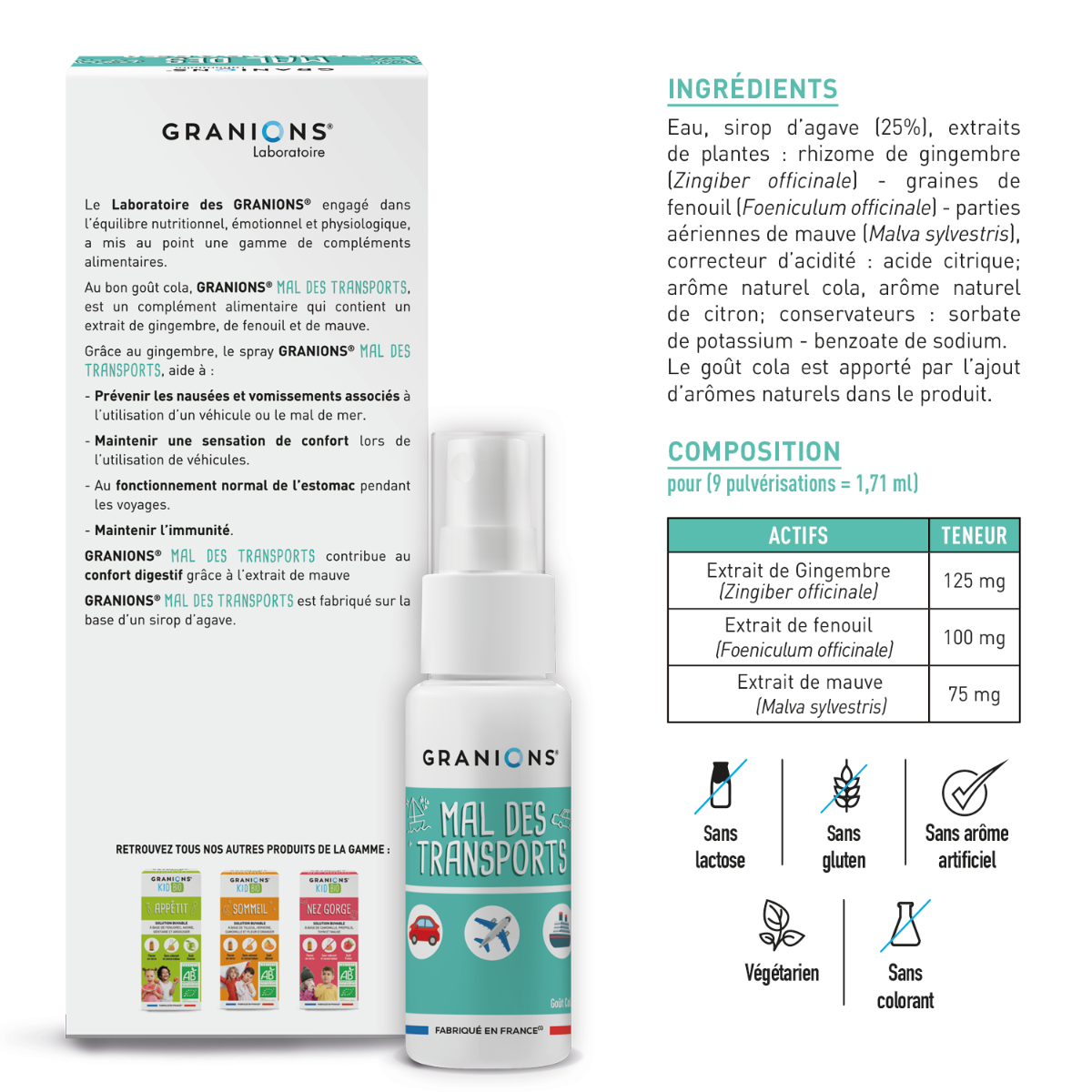 Spray mal des transports composition