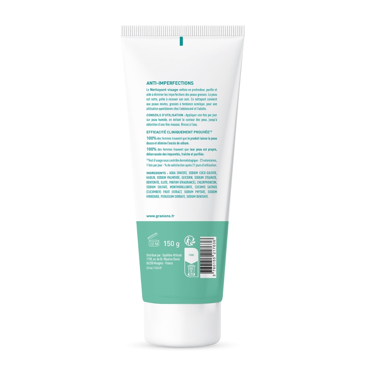 Nettoyant visage anti-imperfections dos