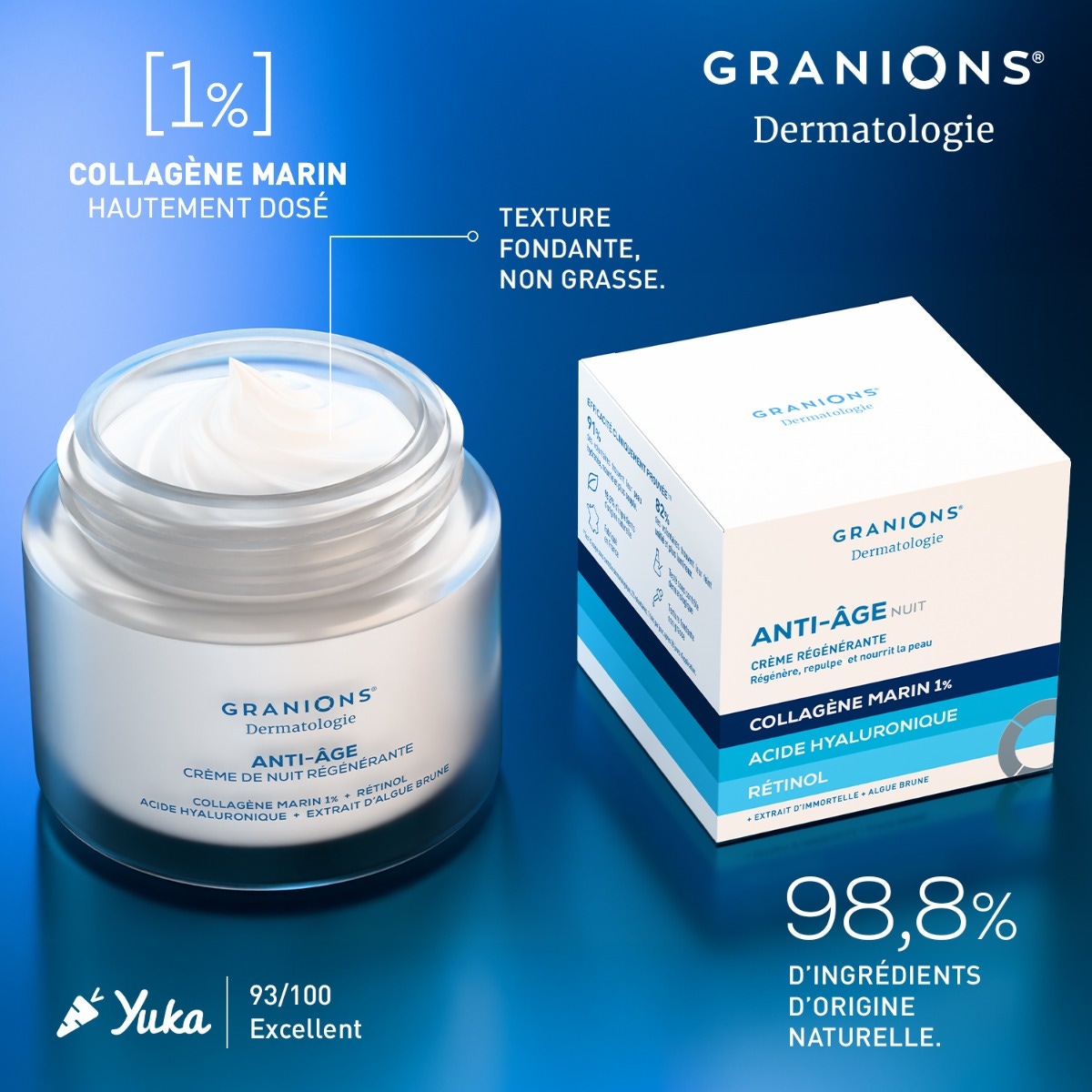 GRANIONS - Crème de nuit anti-âge régénérante - Texture fondante et non grasse