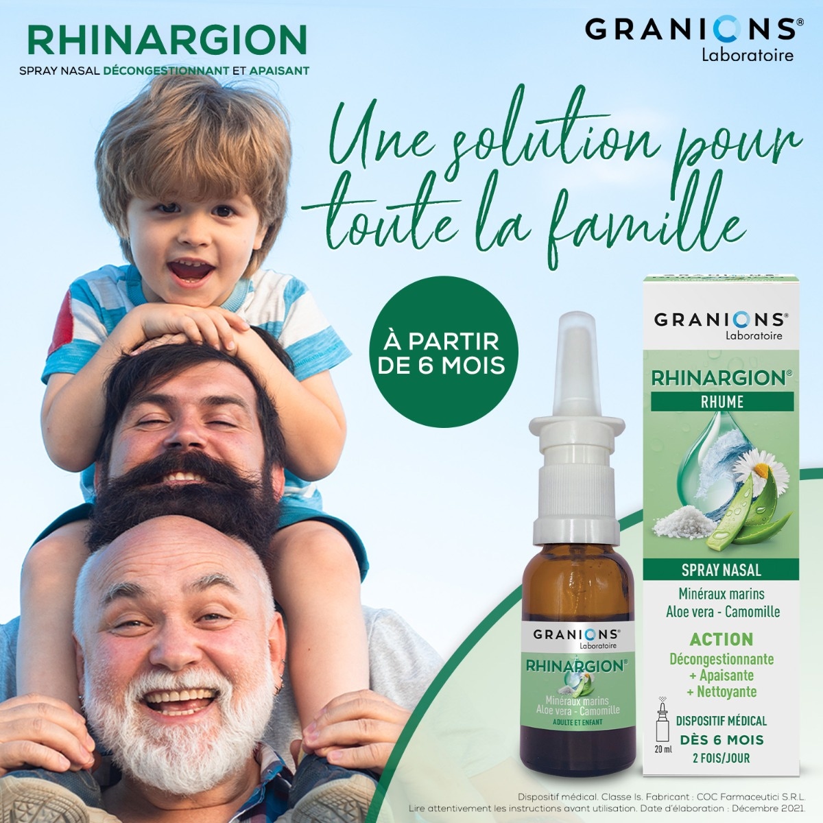 GRANIONS Rhinargion - Spray nasal décongestionnant et apaisant