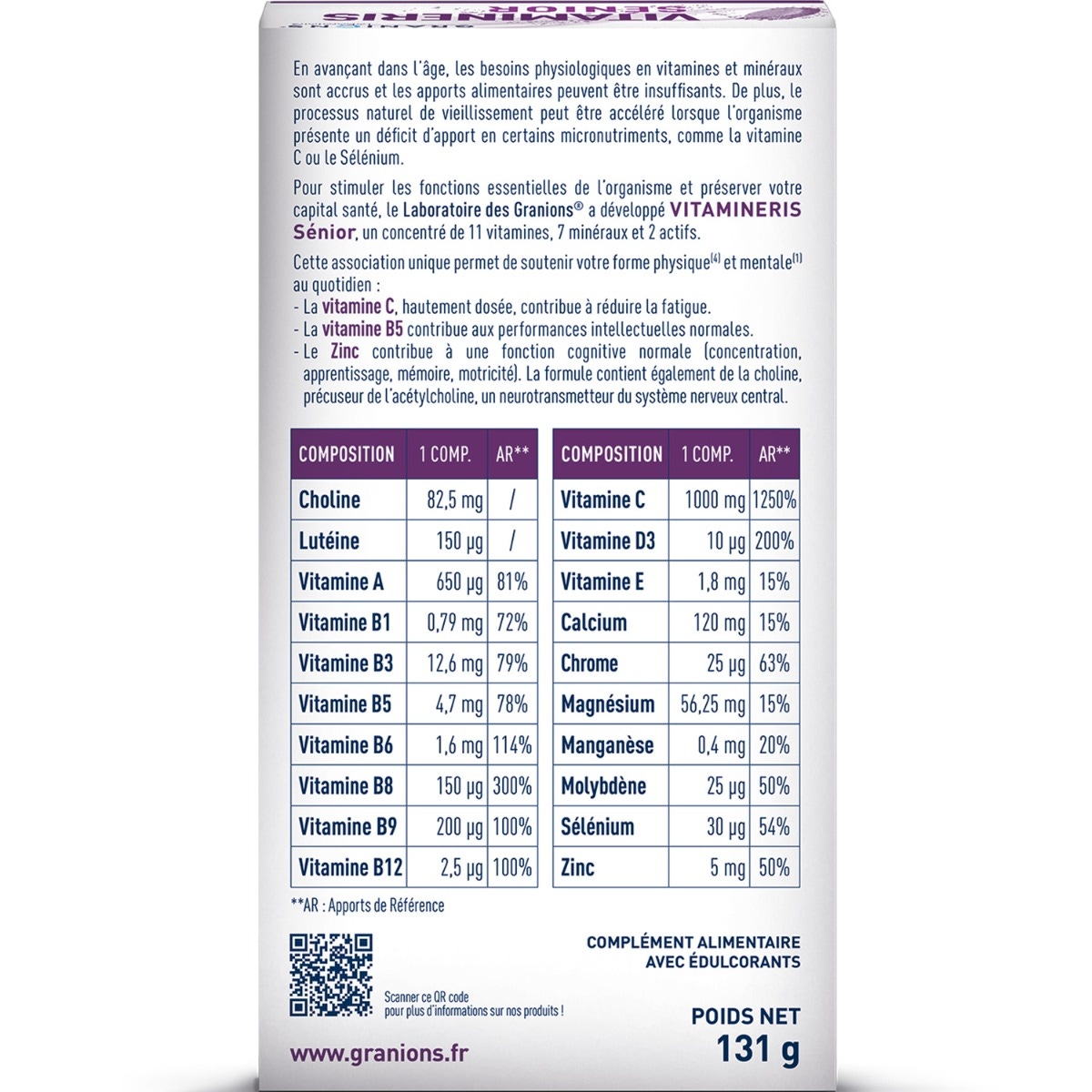 Vitamineris Senior 1000mg - 30 tablets 