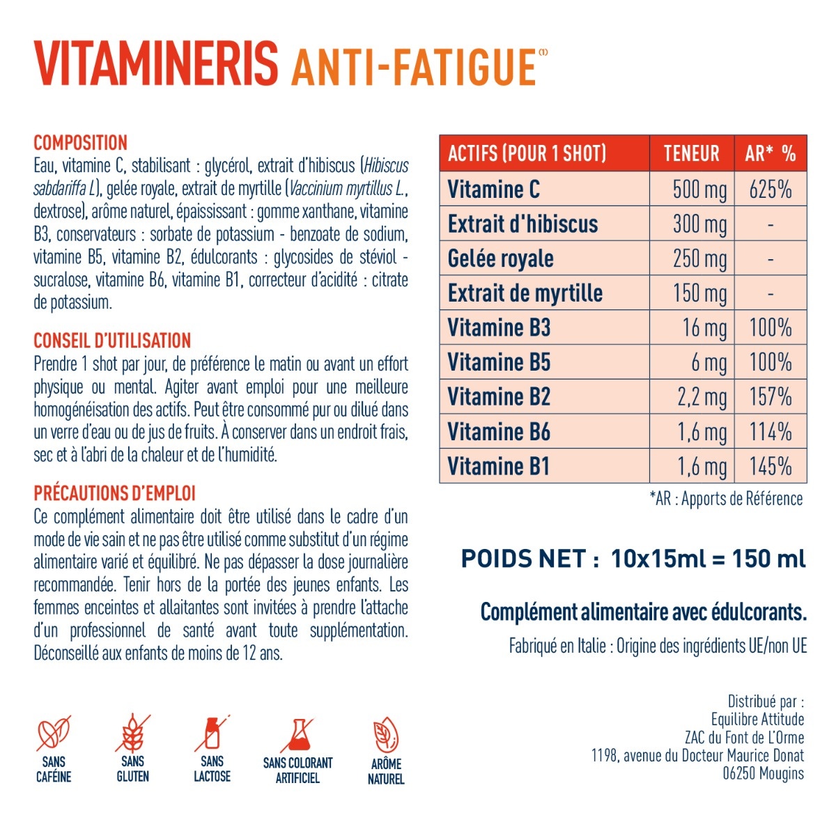 Composition Vitamineris Anti-Fatigue